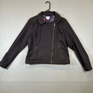 Vintage Levis Moto Jacket Womens Extra Large Black Twill Floral Rose Lining